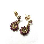 9ct gold ruby cluster drop earrings (1.7g)