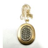 9ct gold diamond paved pendulum drop pendant necklace (5.8g)