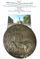 WW1 Death plaque to Lt William jackson Haggart 12th Bn Gloucestershire regiment
