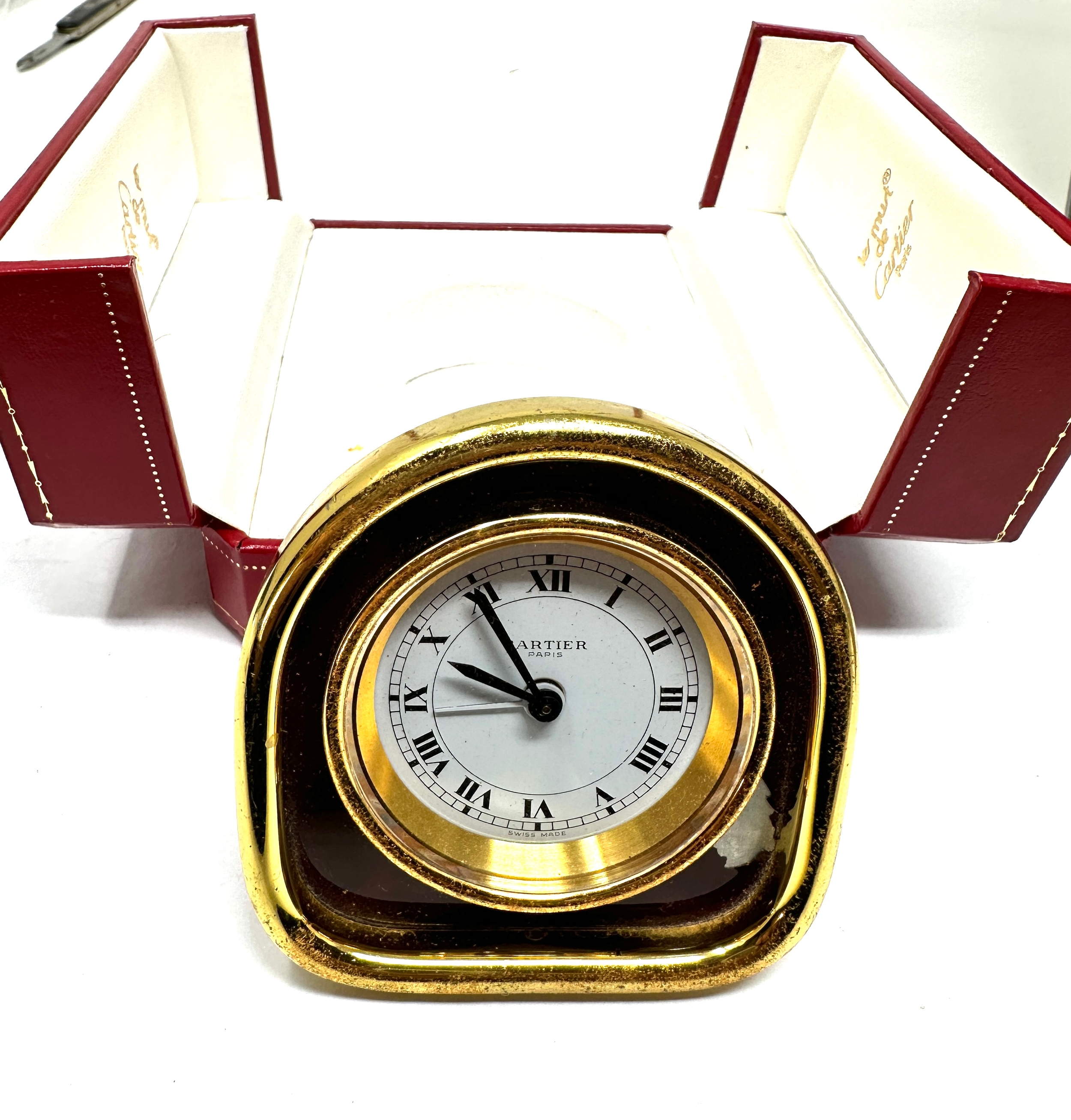 Boxed Cartier les must de cartier pendulette vintage gold tone travel bedside alarm clock the - Image 3 of 7