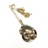 9ct gold vintage smoky quartz pendant necklace (4.5g)