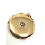 Antique 15ct rose gold & diamond round locket pendant (11.7g)