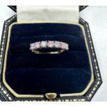 9ct gold blue & pink gemstone ring 1.3g