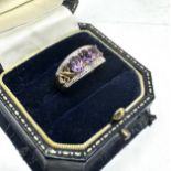 9ct gold amethyst & diamond ring 3.5g