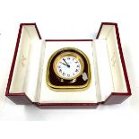 Boxed Cartier les must de cartier pendulette vintage gold tone travel bedside alarm clock the