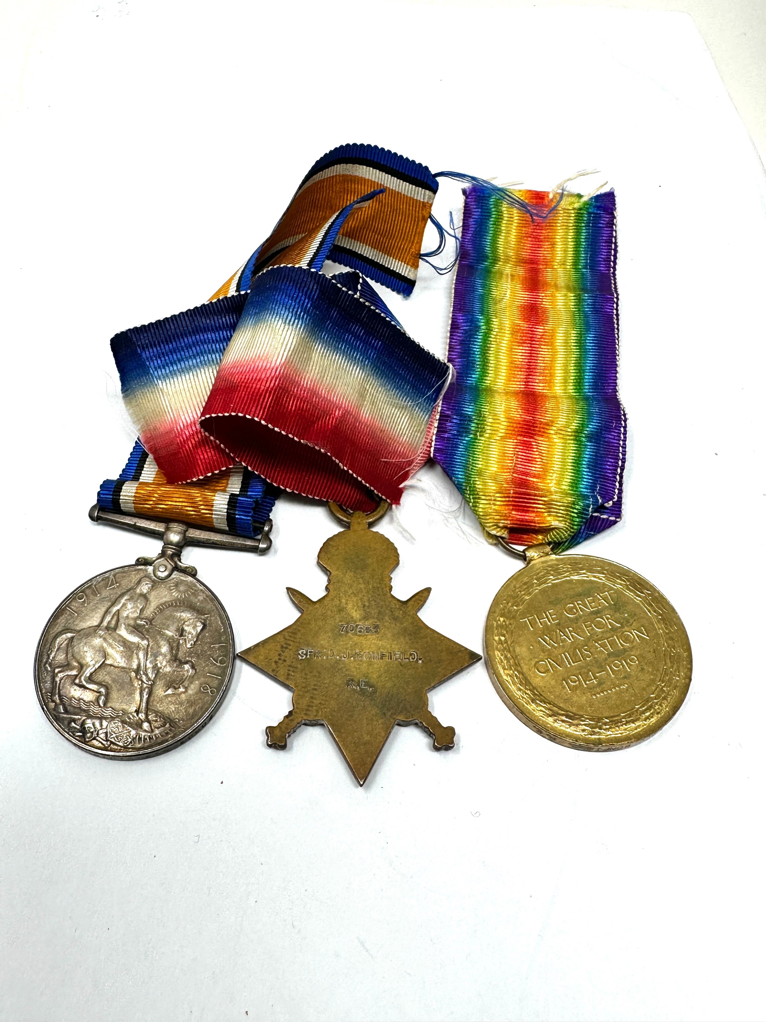 ww1 trio medals to 70683 spr d.j bonfield r.e - Bild 2 aus 3