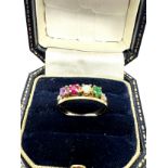 9ct gold diamond, amethyst, ruby,opal. and emerald set dress ring (1.9g)