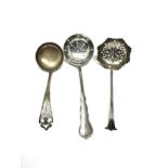 3 antique silver spoons includes shifter spoons etc