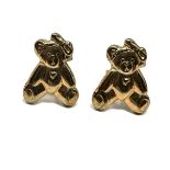 9ct gold vintage teddybear shaped childrens stud earrings (0.3g)