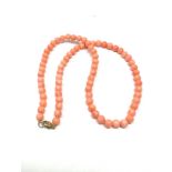 9ct gold clasp on coral beaded single strand necklace