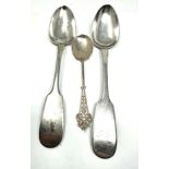 2 silver table spoons & 1 other