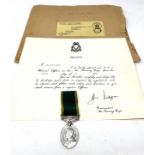 GV Territorial medal & air training corps warrant officers certificate named to 2560034 signalman