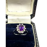 18ct white gold diamond and amethyst ring