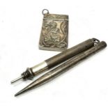 Small silver notepad & 2 silver pencils