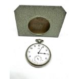 Omega open face pocket watch the watch is ticking complete with night stand