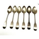 6 antique irish silver tea spoons