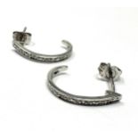 9ct white gold diamond half hoop earrings (1.2g)