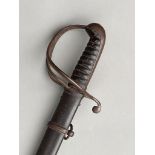 19th century cavalry sword with leather grip & pipe back blade length 33ins