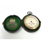 Negretti & Zambra hallmarked silver cased pocket barometer pointer to centre dial has snapped