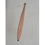 Aboriginal Tribal art Woomera spear thrower with carved decoration length 74cm