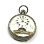 Hebdomas 8 day open face pocket watch the watch is ticking nickel case