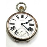 Mackay & Chisholm Edinburgh 8 day open face goliath pocket watch the watch is ticking nickel case