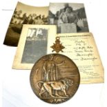 ww1 death plaque medal & photos to s-453 pte j.dooley rifle brigade