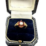 9ct gold garnet and pearl dress ring (2.5g)