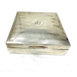 silver cigarette box measures approx 8cm square 2.3cm deep