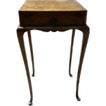 Queen anne 1 drawer walnut lamp table measures approximately 26 inches tall 16 inches depth 16
