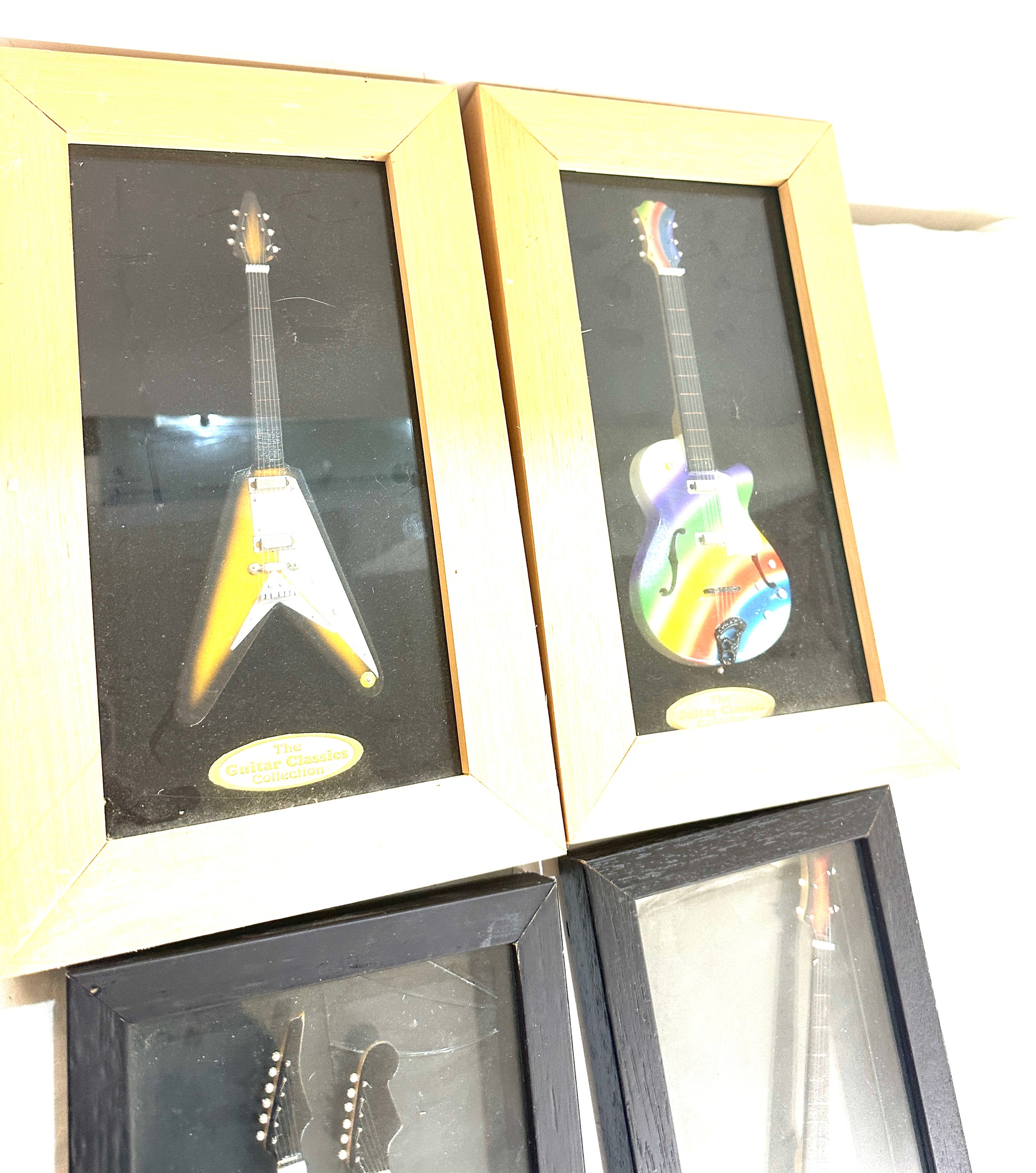 Four framed guitar models two from the Classic guitar collection tallest measures 14 inches - Image 2 of 4