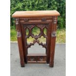 Antique carved lecturn measures approx 42 inches tall by 29 inches wide by 12 inches deep