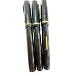 3 Vintage Burnam fountain pens all with 14ct gold nibs