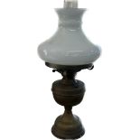 Brass oil lamp with funnel and shade total height approximately 20inches tall