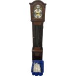 Tempus Fugit Grandmother clock with pendulum and weights measures approx 58 inches tall by 13 inches