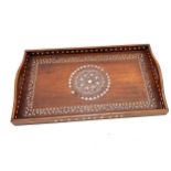 Vintage oriental inlaid with bone serving tray measures approx 20 inches wide