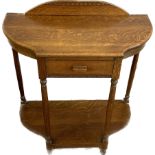 1 drawer oak hall/ telephone table measures approximately 34 inches tall 30 inches wide 16 inches