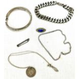 Selection of vintage and later hallmarked silver jewellery to include bracelets, necklace, brooch