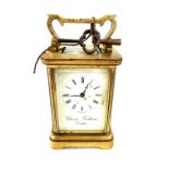 Vintage Charles Frodsham London Carriage Clock Brass French Mantel Clock with key