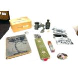 Selection of miscellaneous items includes silver knife, book etc