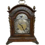 Antique walnut bracket clock with brass detailing, untested, approximate measurements: Height 13