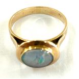 9ct gold ladies opal ring UK size P, weight 3.4 grams