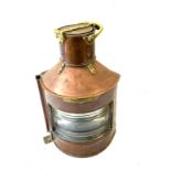 Vintage alderson and gyoe 1945 copper and brass ships lantern height approximately 21 inches