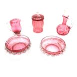5 Pieces of cranberry glass
