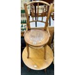 Oak lamp table and a bentwood chair