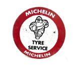 Vintage circular Michelin advertising metal sign, approximate diameter 24 inches