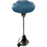 Vintage style blue glass table lamp, approximate height 22 inches