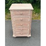 Pine 5 drawer chest of drawers measures approximately 34 inches high by 21 inches wide and 18 inches