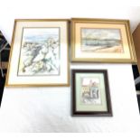 Three framed watercolours signed Falcott dated 1991, 93 and 95- largest measures 19 inches long by