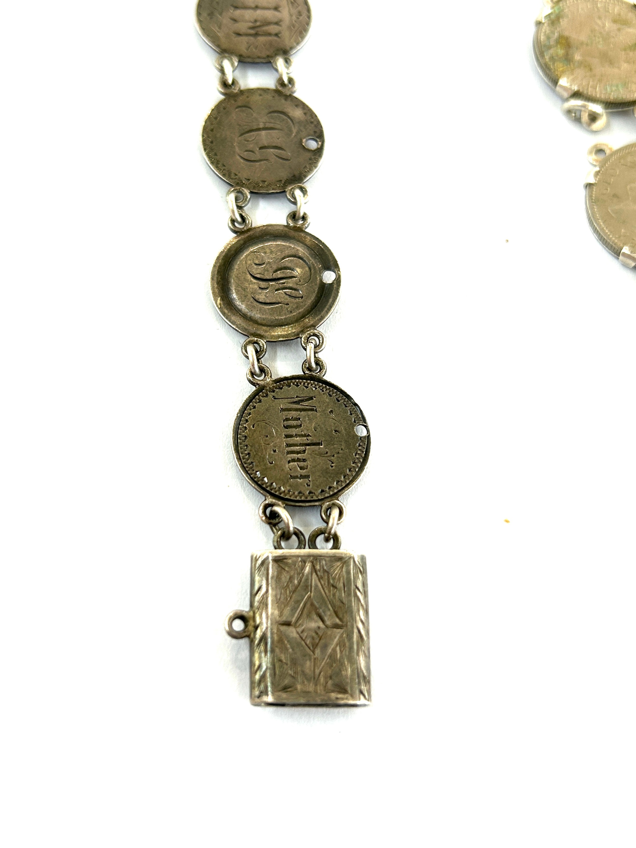 Victorian silver coin bracelet and other - Image 3 of 5